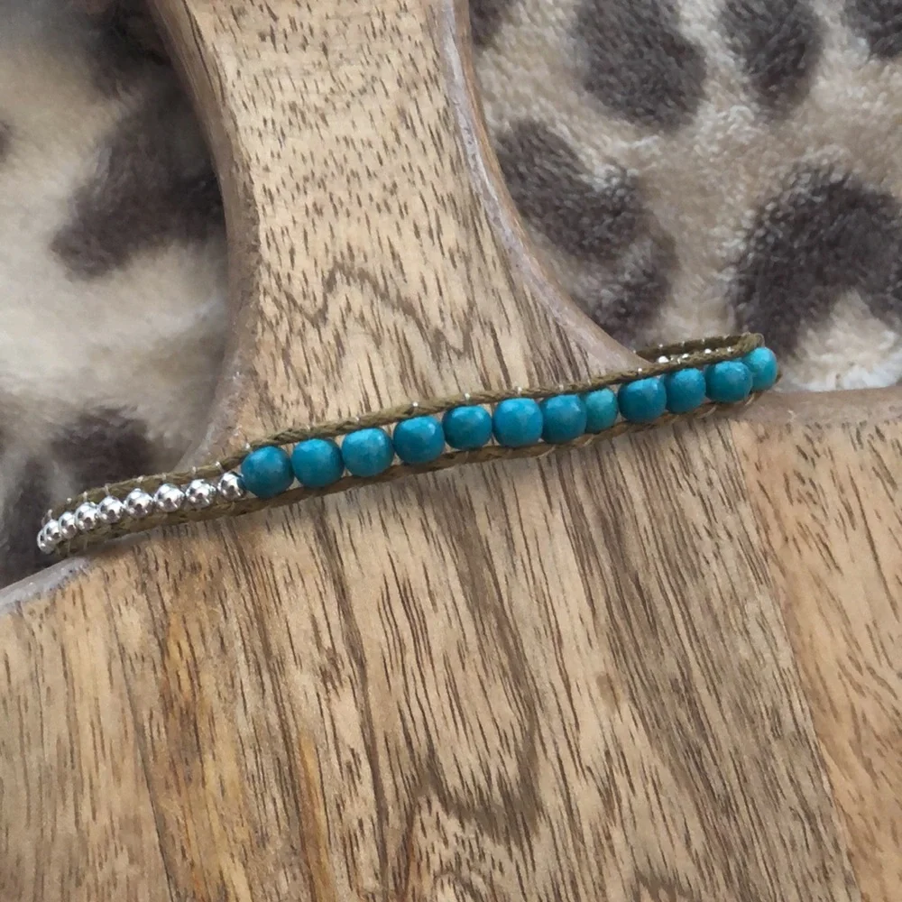 77kids Turquoise Bead Bracelet Brown Adjustable